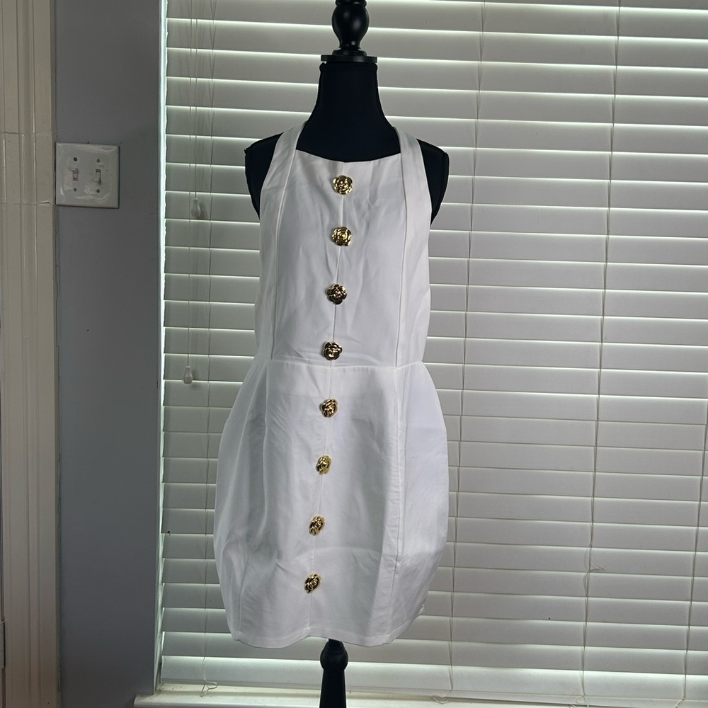 White Dress with Gold Buttons